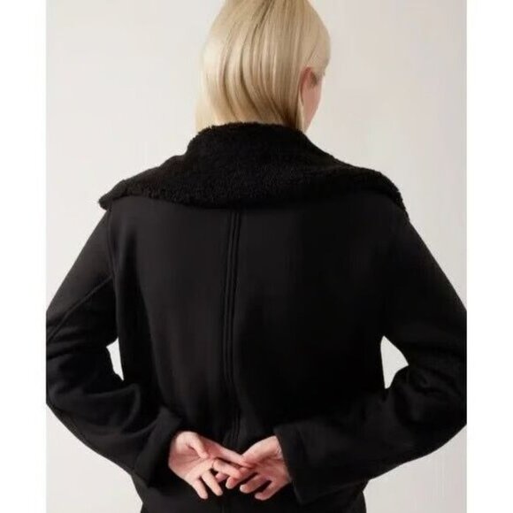 Athleta Westbound Sherpa Jacket Small Black Fleece Lined Women Cozy Travel EUC - Picture 2 of 8